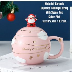 Christmas Ceramic Cup Creative Cute Santa Claus Astronaut Star Coffee Cup Large Capacity Milk Water Mug With Spoon Gift Box Xmas (Ships From: CN)